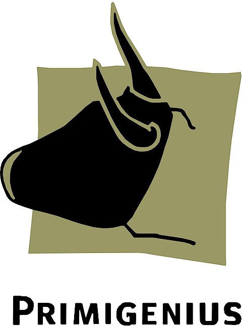 Logo der Primigenius Sihlouette eines Stierkopfes mir großen Hörnern